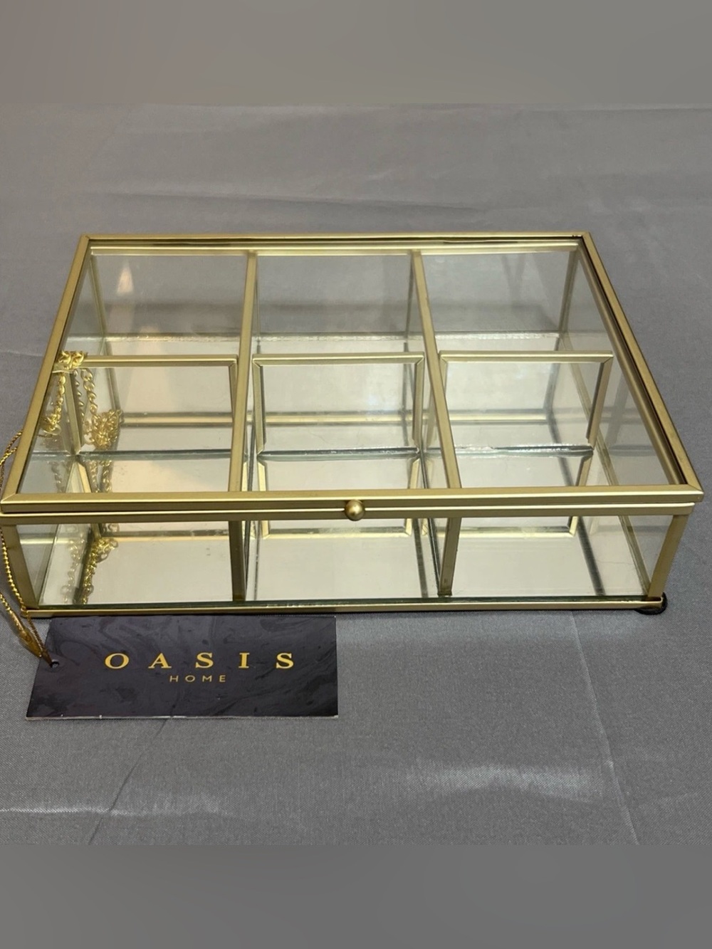 Oasis Home Glass & Mirror Jewelry Display Box 7.9 X 6.1 X 2 IN